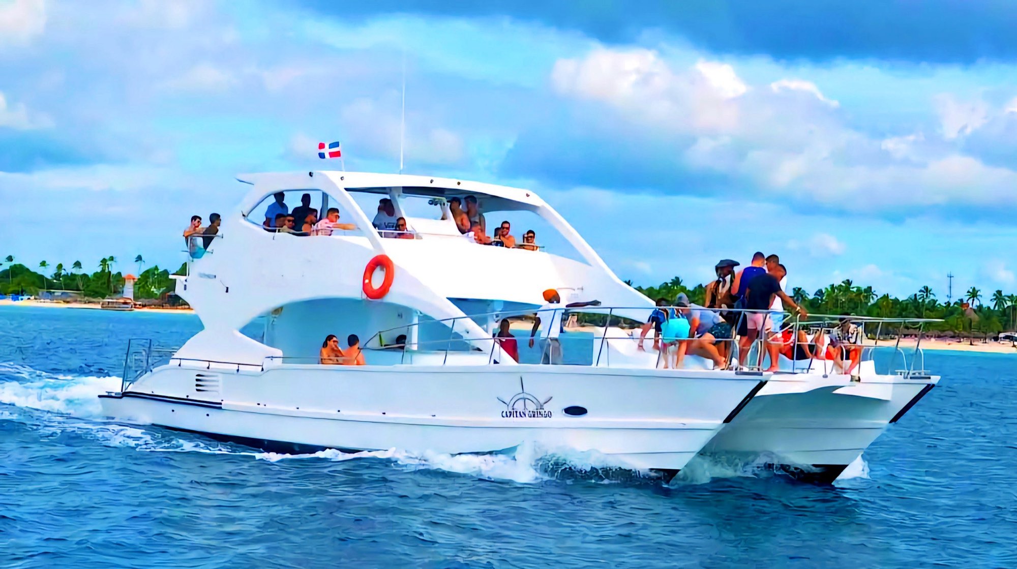 Large private boat at Saona Island