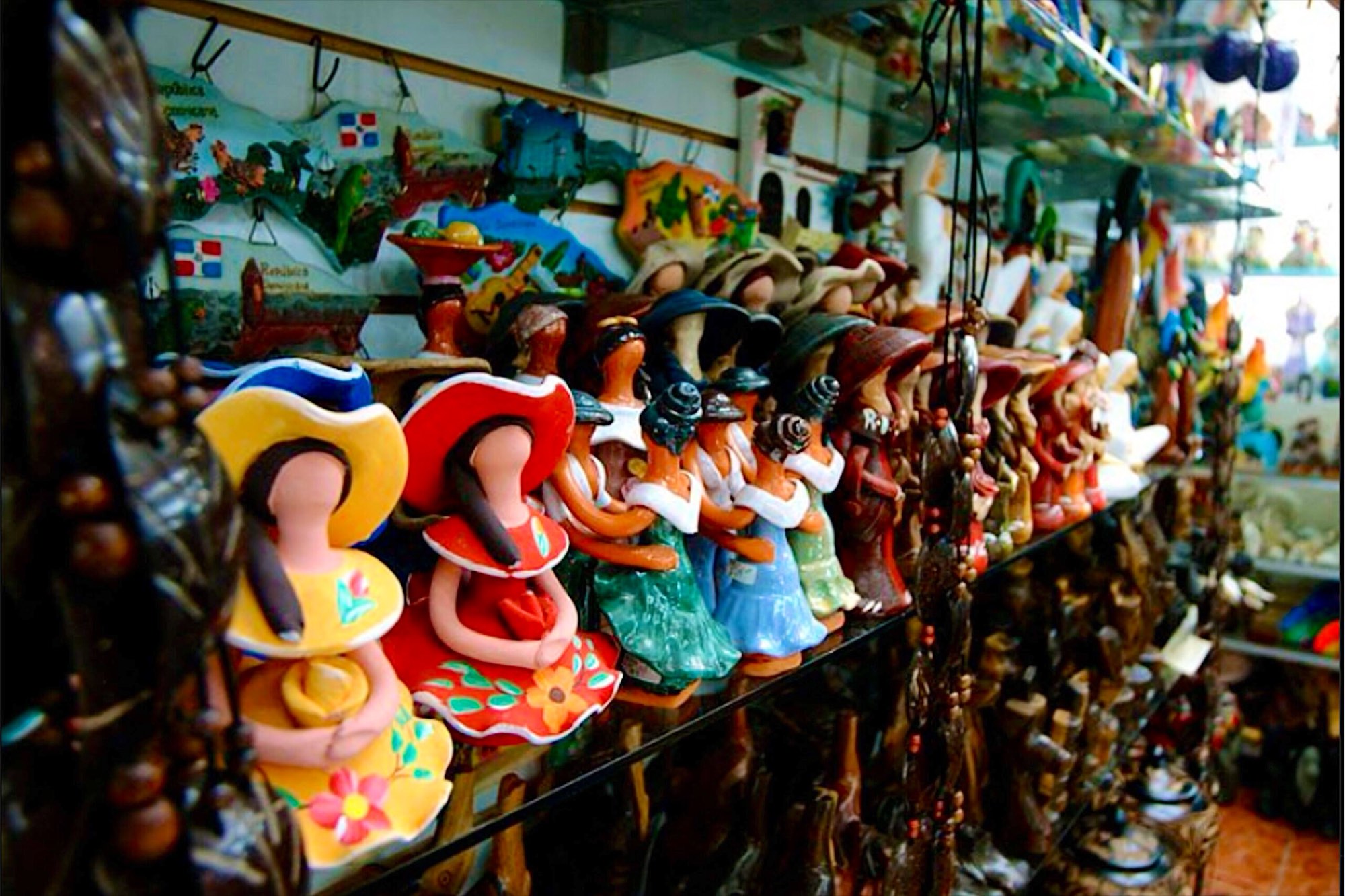 Colourful Dominican dolls at a local market