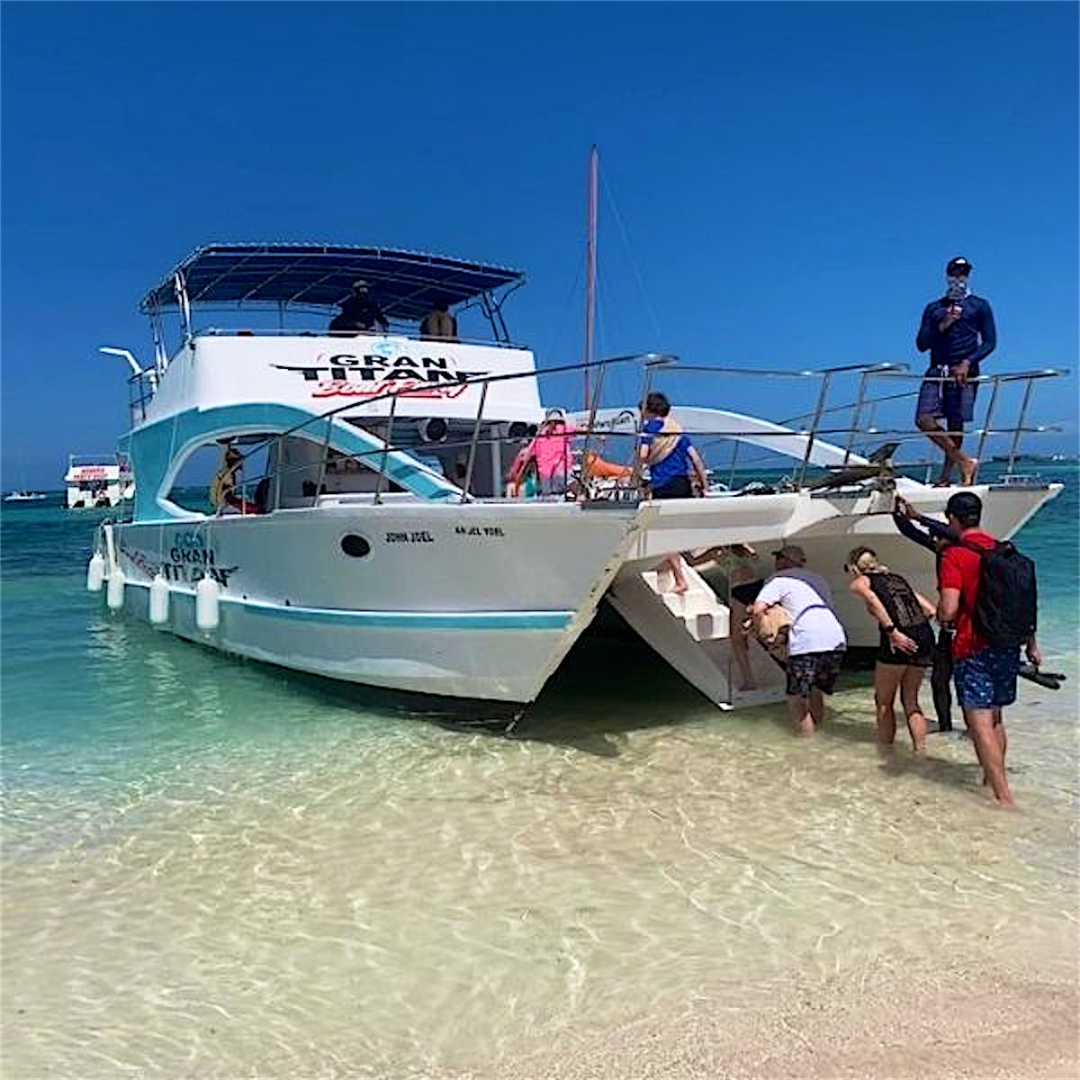 Guests dancing on the party boat